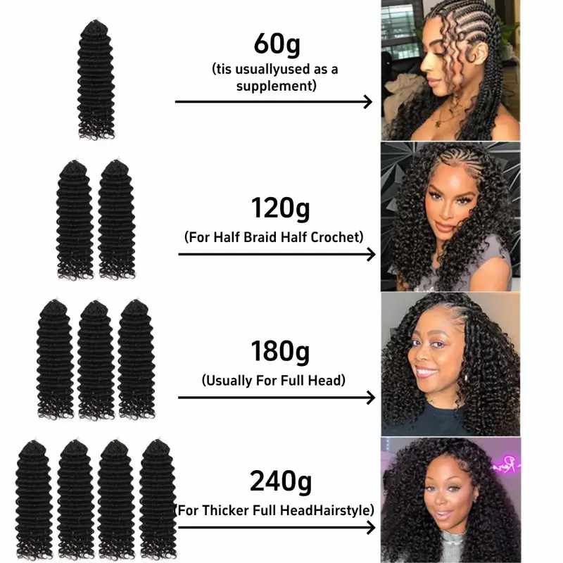 Uglma Kinky Curly Feather Crochet Human Hair Extensions Natural Black 100g Lightweight Individual Crochet Hair for Full Volume